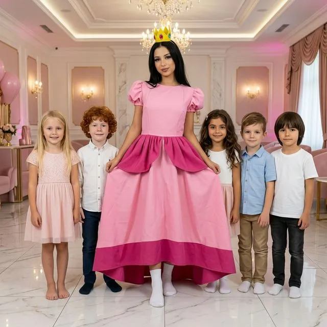 Costum Prințesa Peach (Super Mario) la momentul tortului animator copii
