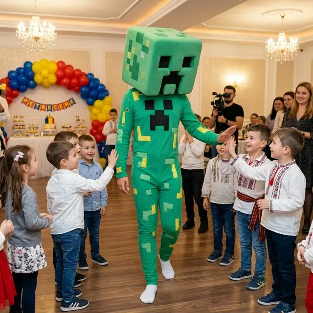Costum Mascotă Creeper (Minecraft) animator copii