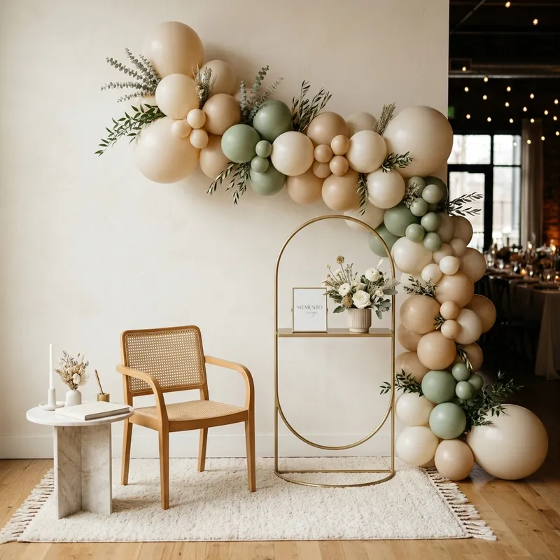 Panou foto minimalist decorat cu o ghirlandă organică
