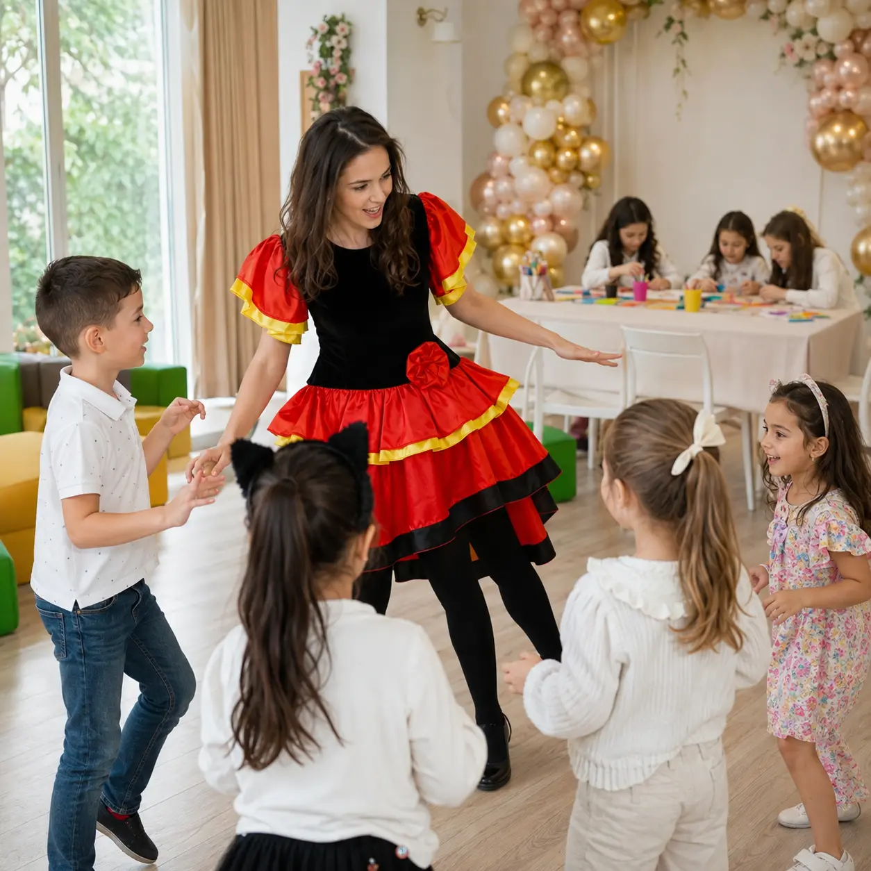 Animatoare Kassia jucându-se cu mai mulți copii