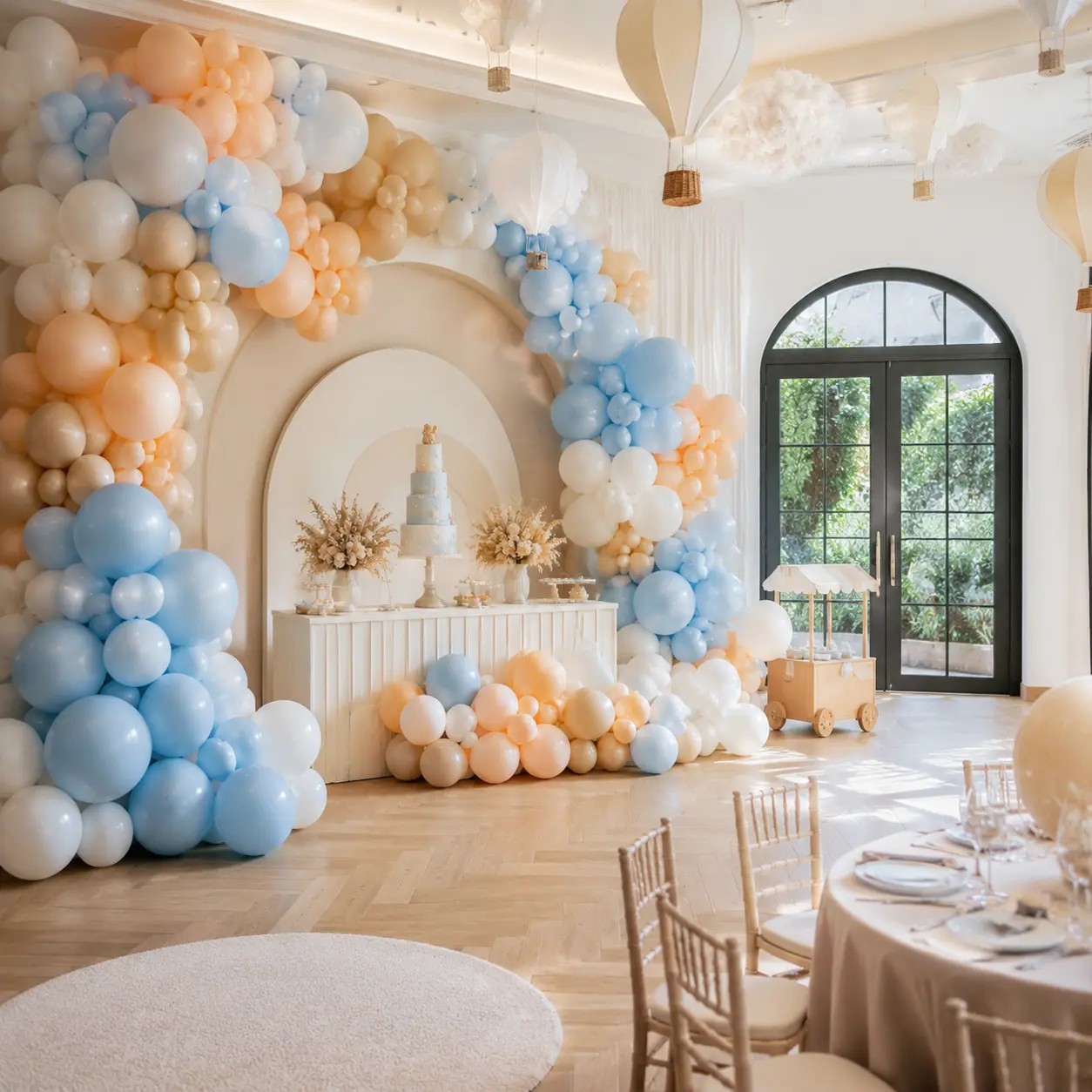 Decor cu baloane pregătit pentru eveniment