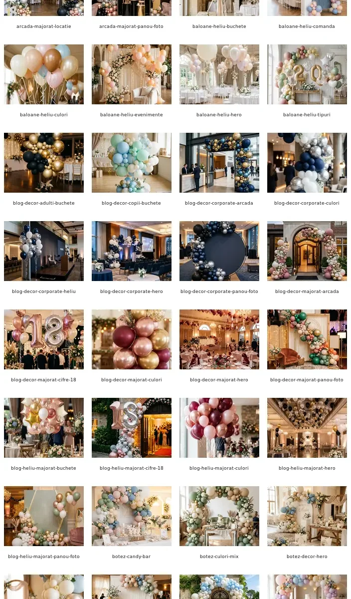 Compoziție de baloane pregătită după o paletă de eveniment