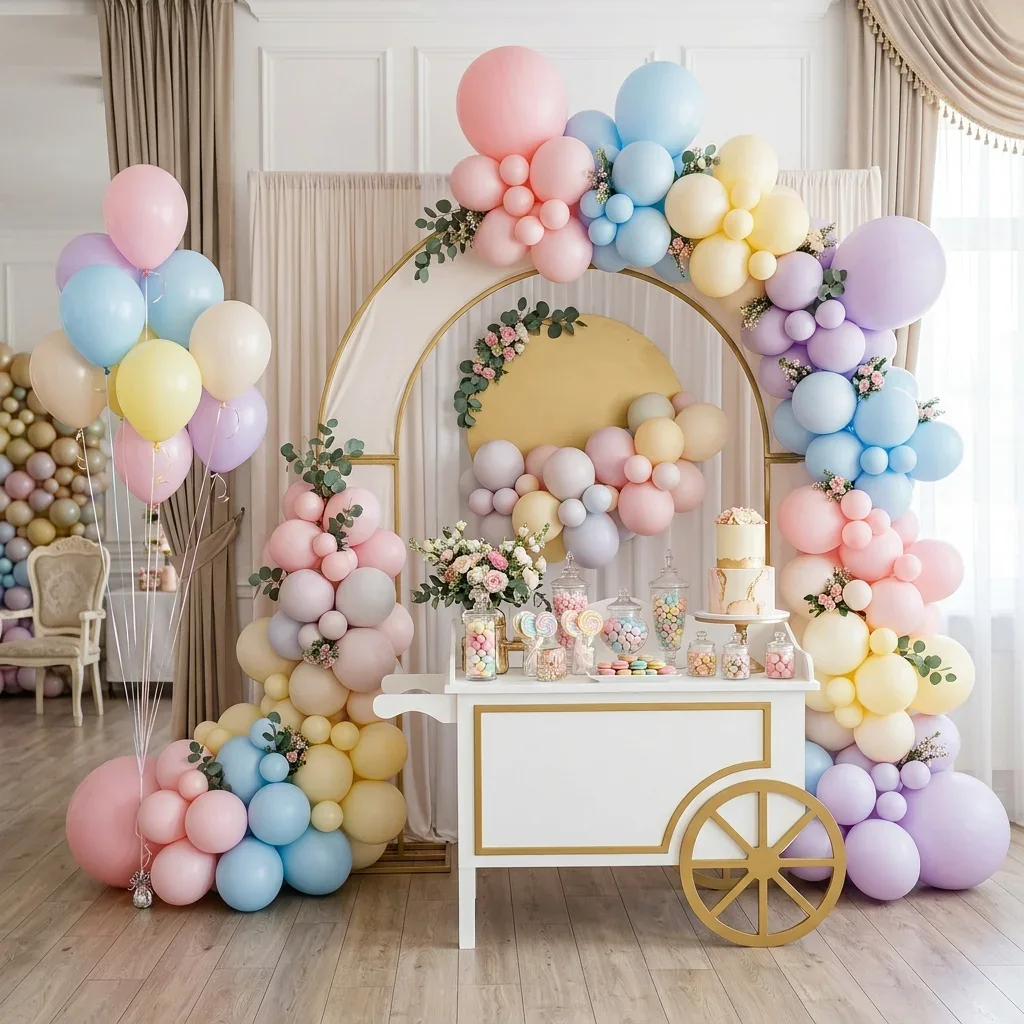 Decor colorat cu baloane pentru un eveniment de copii