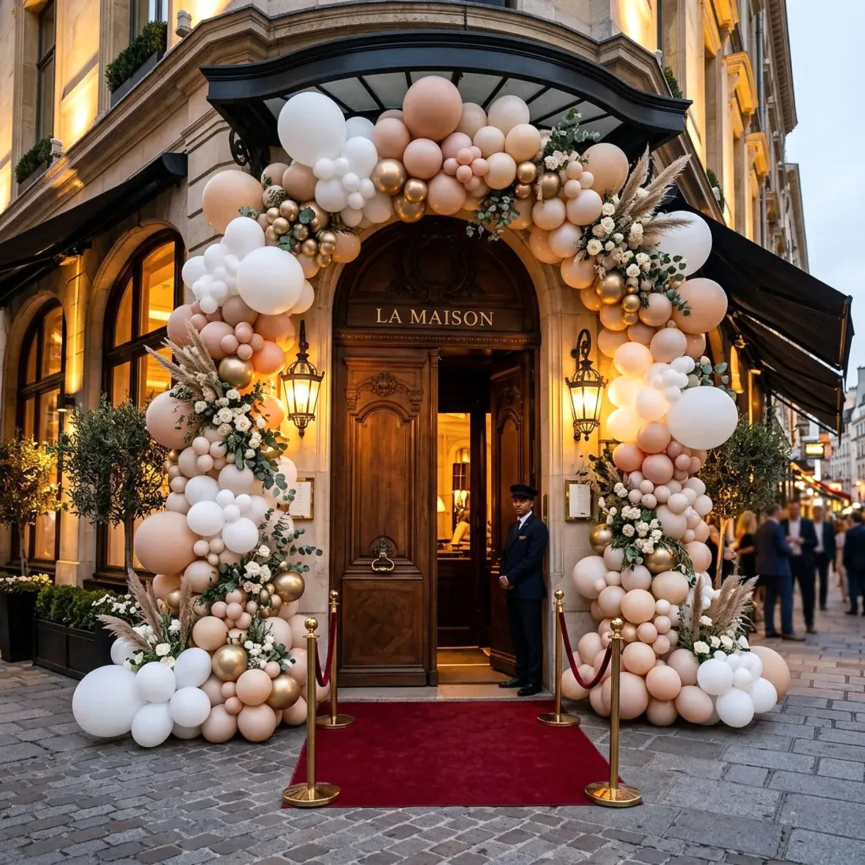 Se pot monta decorațiuni cu baloane în exterior — reper vizual 2